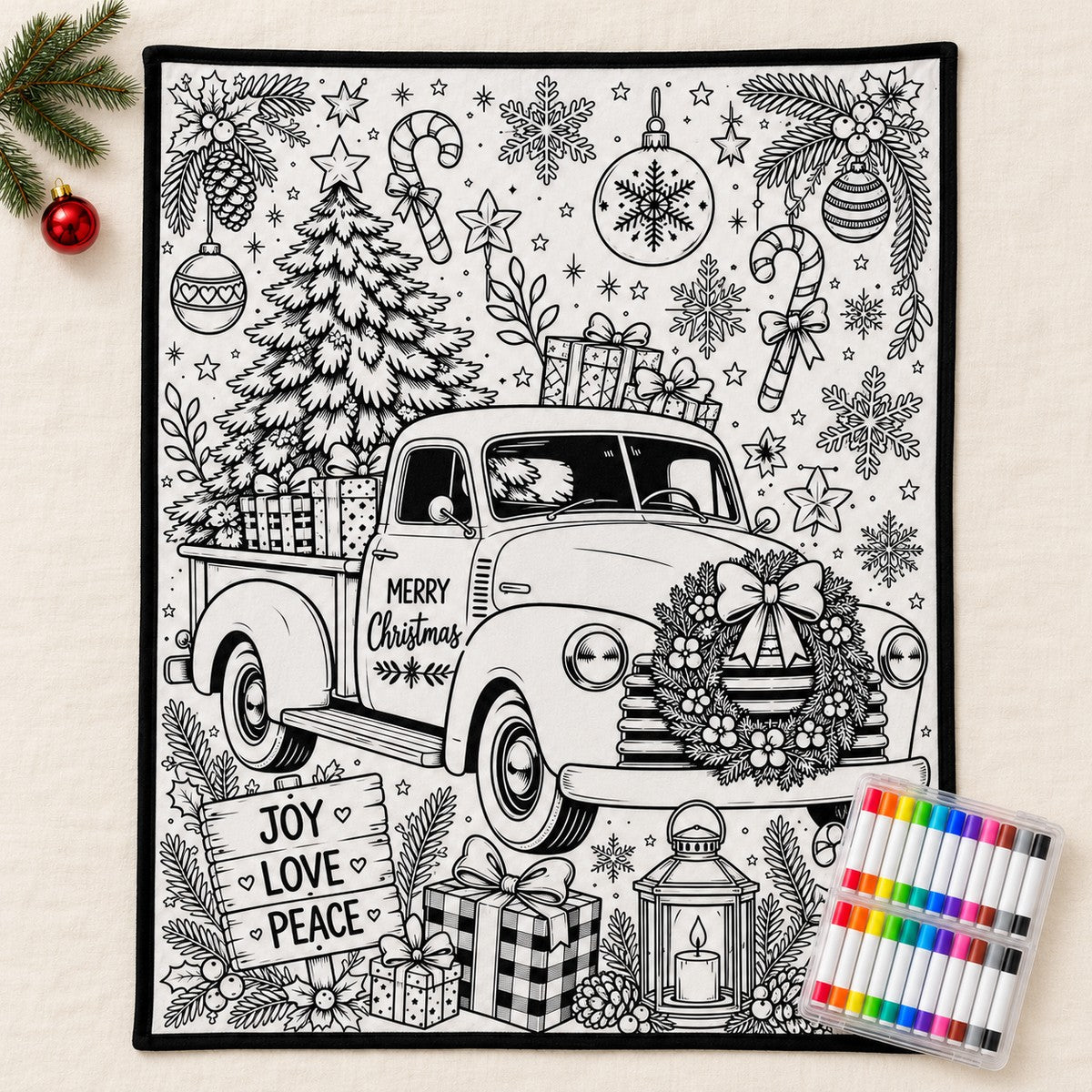 Christmas Coloring Blanket, Christmas Truck design